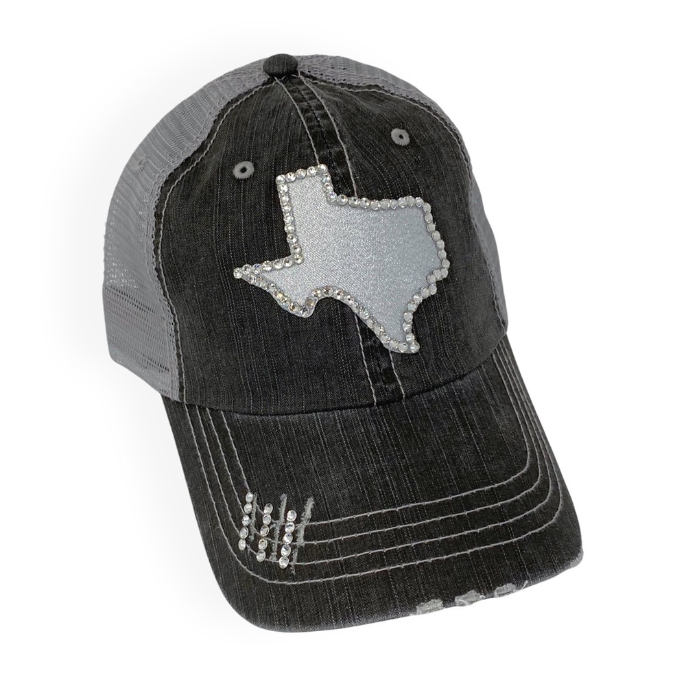 TEXAS Blinged Out Distressed Metallic Gold & Silver Trucker Style‎ Snapbacks - Picture 4 of 4